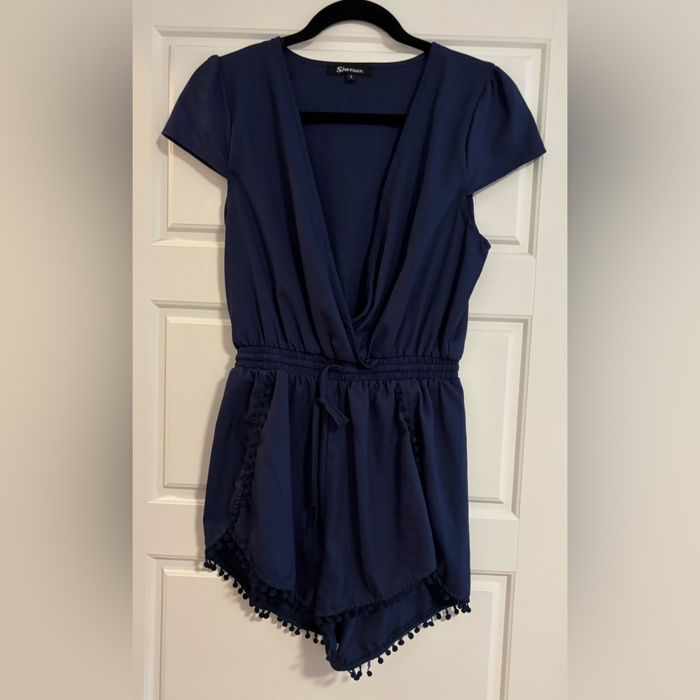PRE-OWNED Shareen Collections Navy Blue Short Sleeve Romper | AU 8